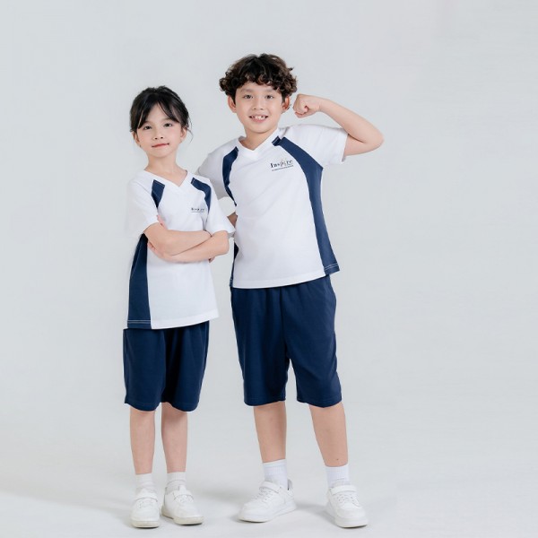 Áo đồng phục thể thao học sinh tiểu học màu trắng
