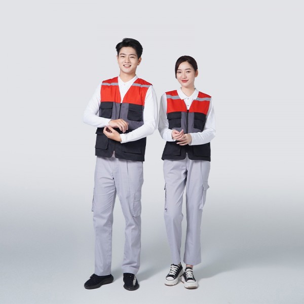 Áo bảo hộ đồng phục màu đen đỏ