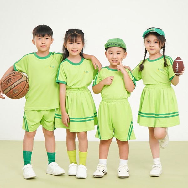 Áo đồng phục thể thao cổ tròn màu xanh lá cây