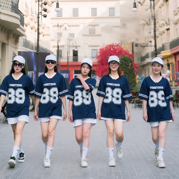 Bộ đồng phục áo nhóm màu xanh 