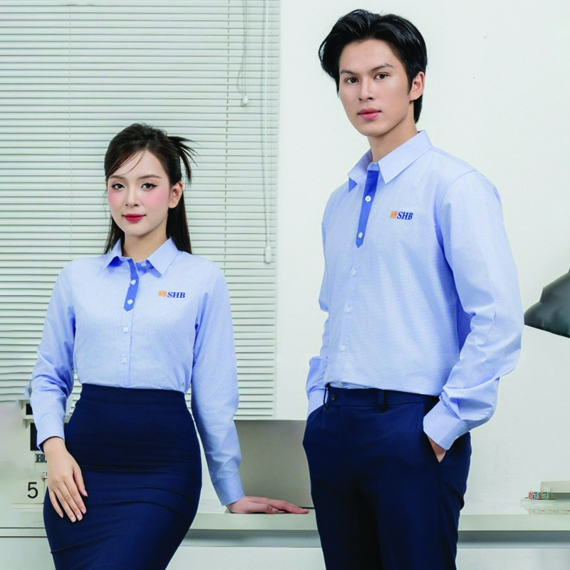 Đồng phục công sở kẻ chỉ xanh