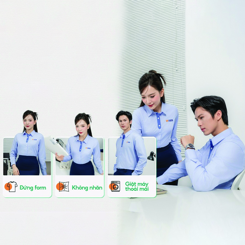 Đồng phục công sở kẻ chỉ xanh